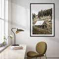 Plakat bez ramy 50x70 - Ustronne Chatki w Górach - rustykalne domki w górach, sepia