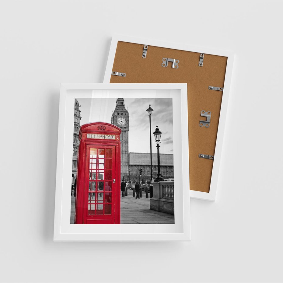 Plakat w ramie 40x50 - Budka w Londynie - Londyn, budka - rama biała