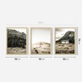 Zestaw obrazy w ramie 50x70 galeria - Górskie, domki, łąki, sepia - rama drewno