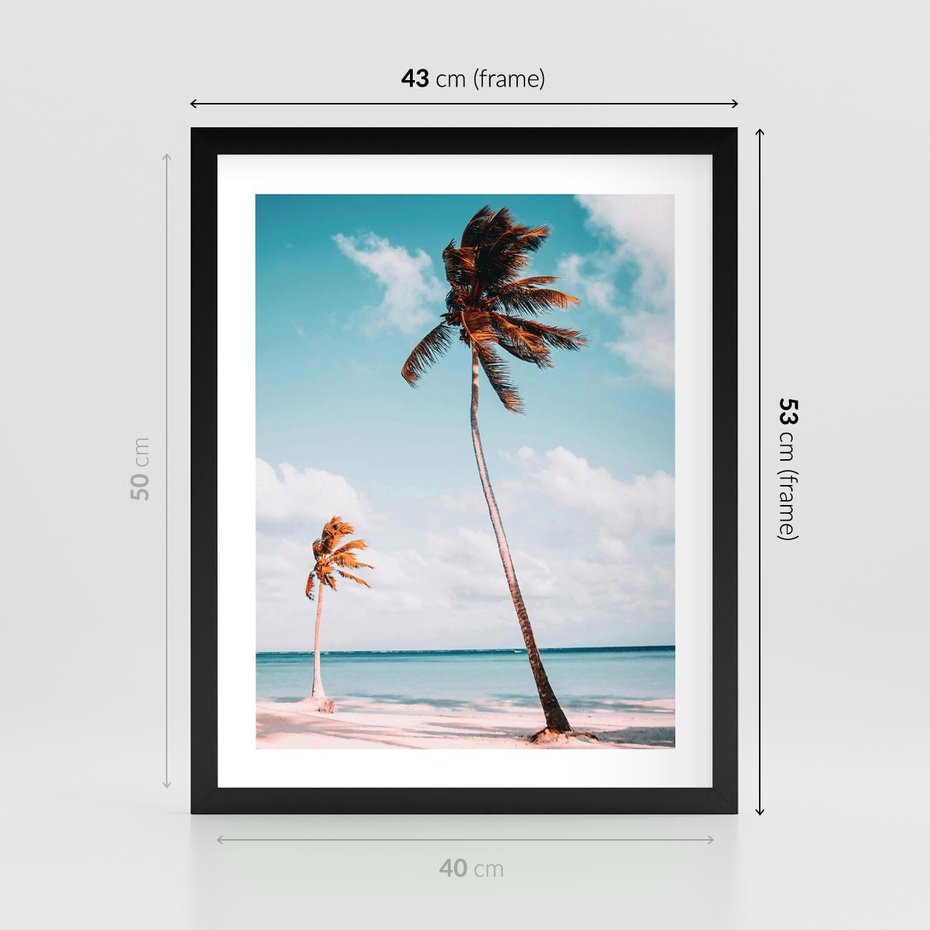 Plakat w ramie 40x50 - Raj na Ziemi - plaża, ocean - rama czarna