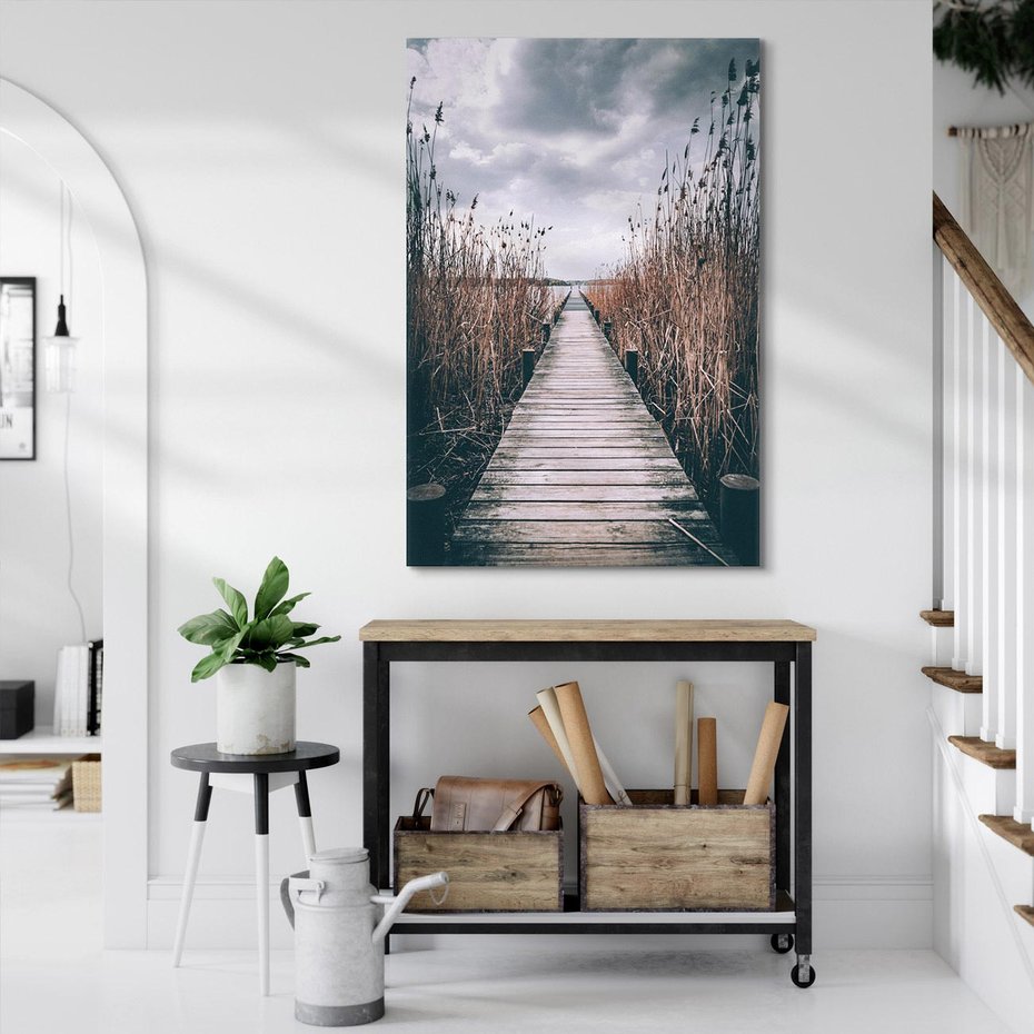 Obraz na płótnie 70x100 - Mglisty krajobraz - pomost, morze