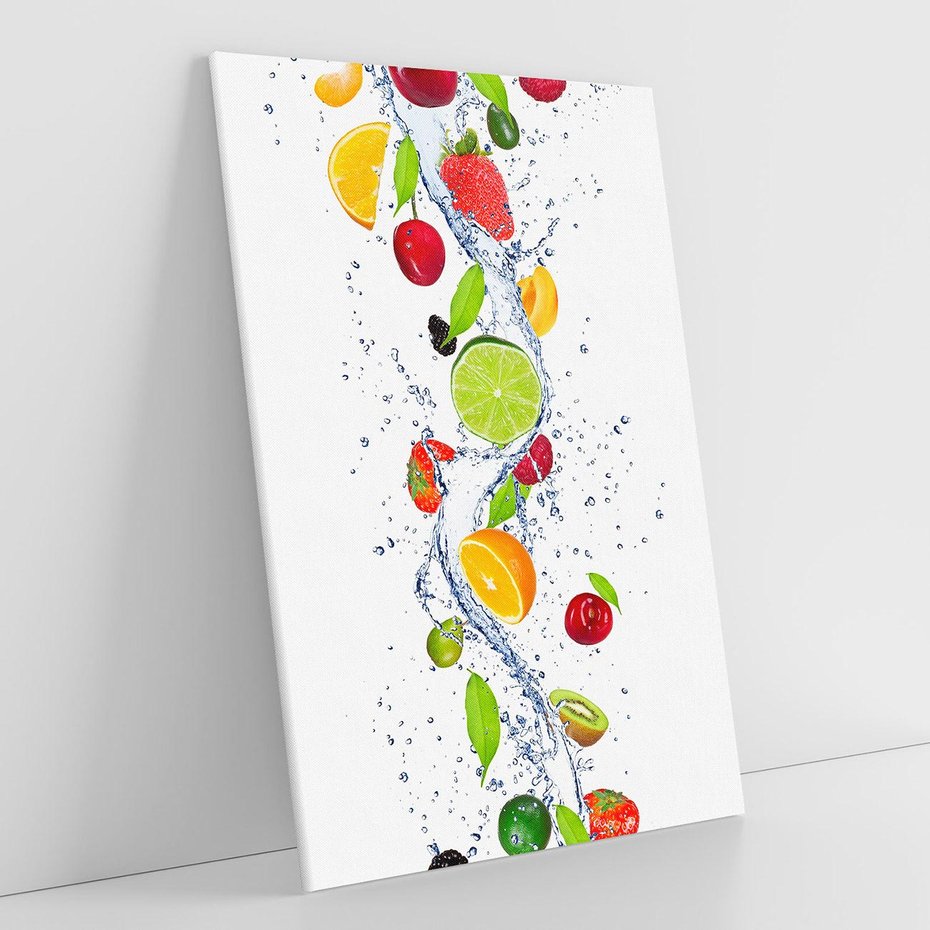 Obraz na płótnie 70x100 - Kulinarne Inspiracje - owoce, woda