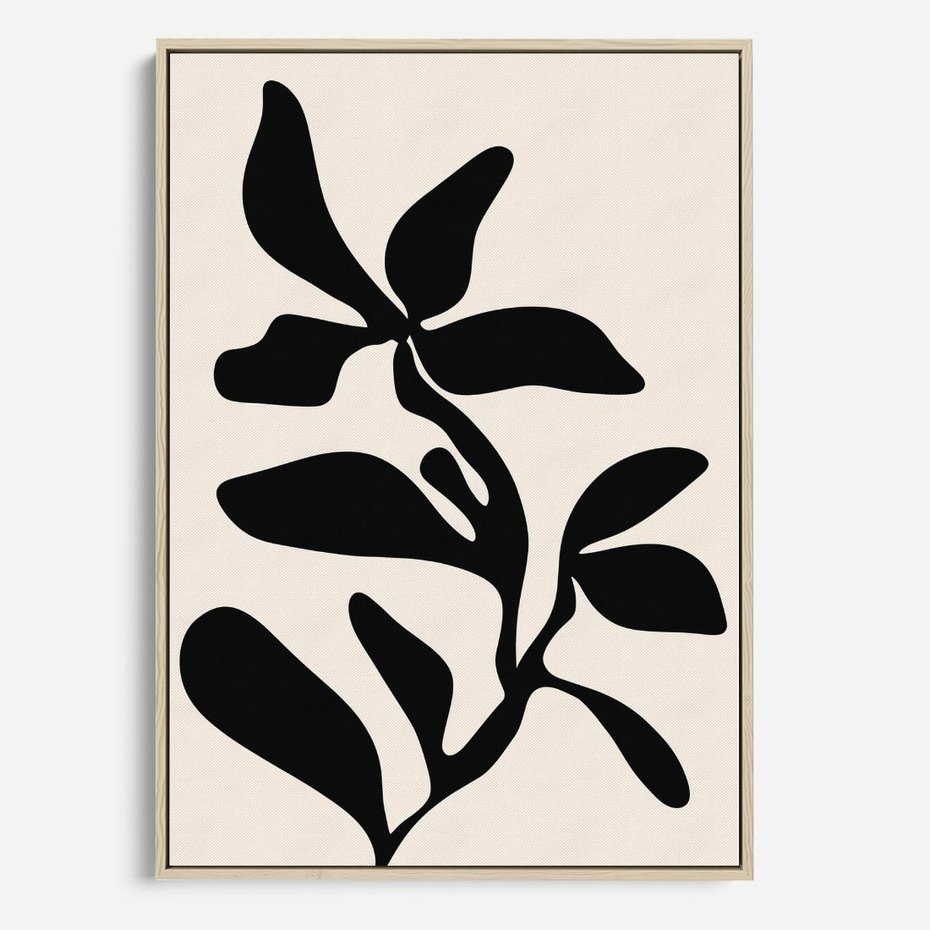 Obraz w ramie 50x70 - Wibracje Akwarelowych Ścieżek - abstrakcyjny minimalistyczna kwiat, czarno biały plakat - rama drewno