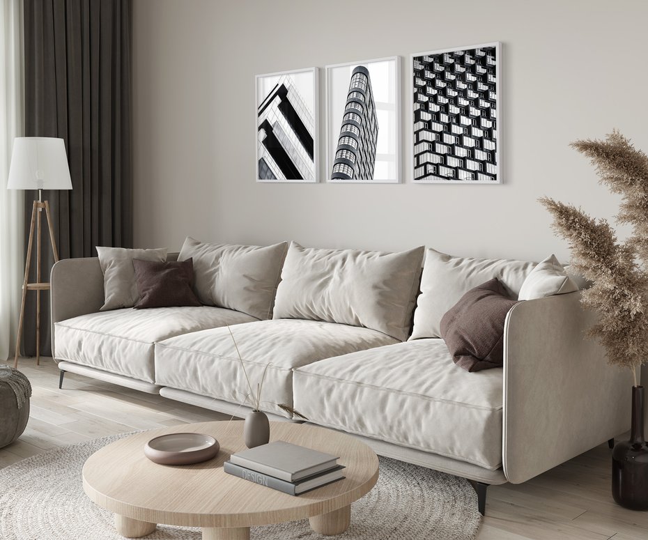 Zestaw obrazy w ramie 30x40 galeria - Architektura, tryptyk - rama biała