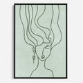 Obraz w ramie 70x100 - Spokojne Objęcia Natury - abstrakcja, zielony szkic - rama czarna
