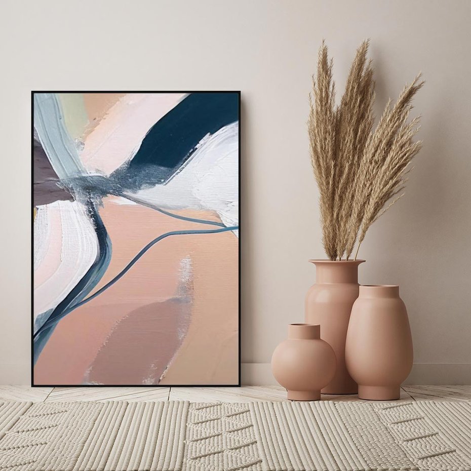 Obraz w ramie 70x100 - Ścieżki Emocji - abstrakcja, farby olejne - rama czarna