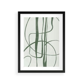 Plakat w ramie 50x70 - Zielony Spokój - zielona abstrakcja, spokojny plakat - rama czarna