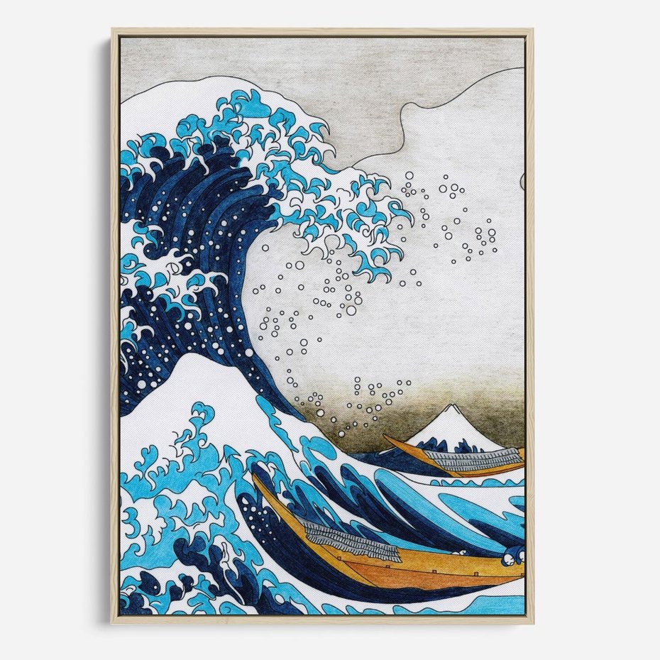 Obraz w ramie 50x70 - Wzburzone Morze - wielka fala w kaganawie, Hokusai - rama drewno