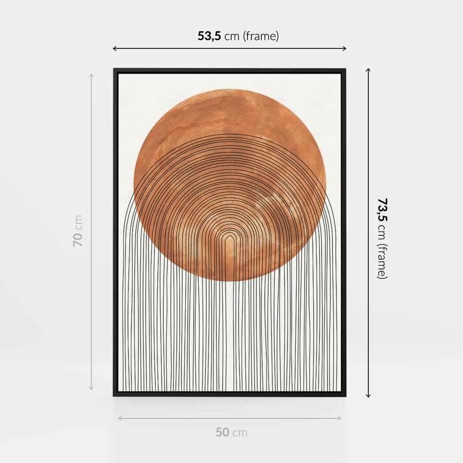 Obraz w ramie 50x70 - Konturem Kształtowane - koło, boho styl - rama czarna