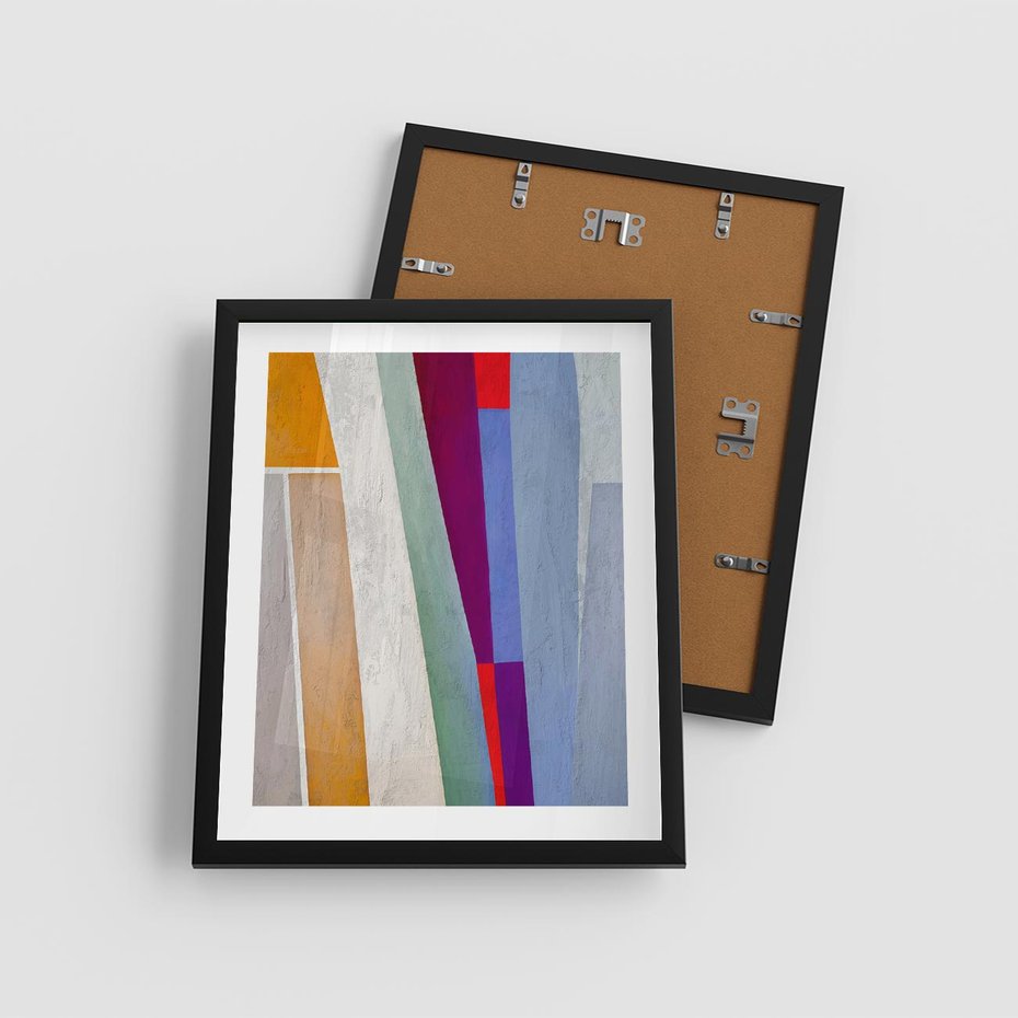 Plakat w ramie 40x50 - Księga Ukrytych Odbić - abstrakcyjne dziwne kształty, olejny obraz - rama czarna