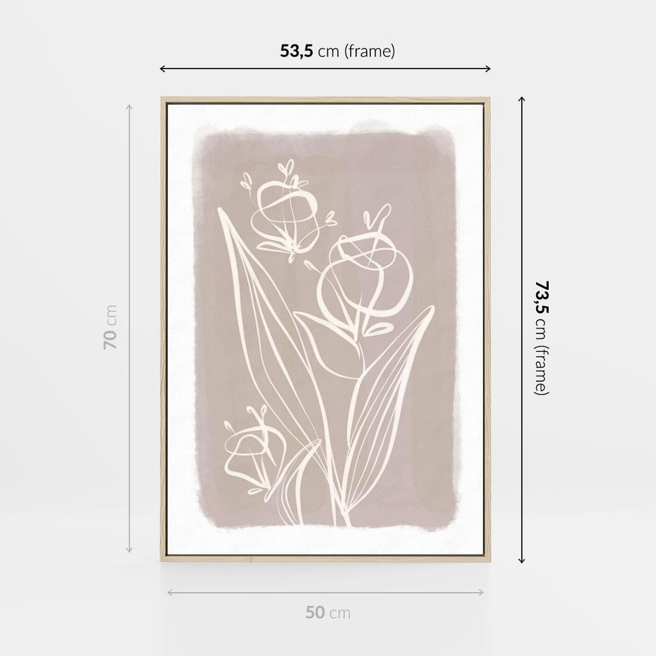 Obraz w ramie 50x70 - Pastelowe Nastroje - nowoczesny subtelny plakat, beżowy - rama drewno