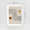 Plakat w ramie 30x40 - Czysta Refleksja - abstrakcyjna sztuka, boho kształty - rama biała