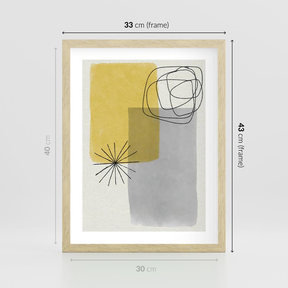 Plakat w ramie 30x40 - Rozbijające Granice Akwarel - abstrakcja, akwarelowe plamy - rama drewno