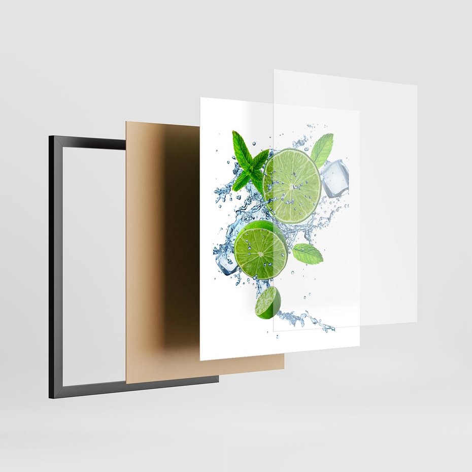 Plakat w ramie 40x50 - Świeżość i Witalność - limonka, owoce - rama czarna