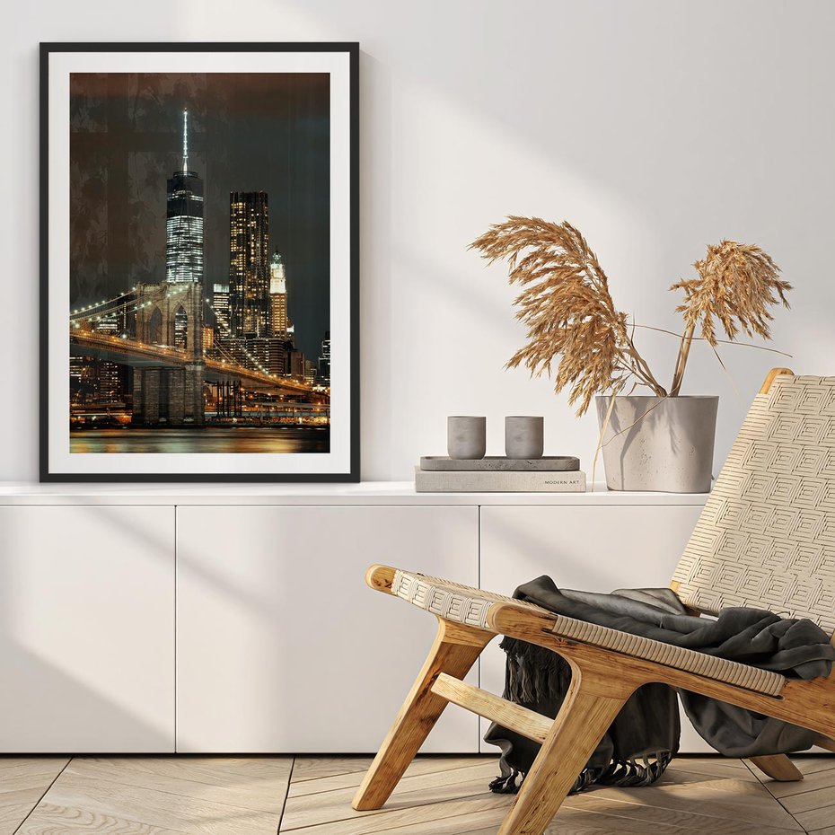 Plakat bez ramy 30x40 - Miasto rozświetlone nocnym blaskiem - miasto, nocą