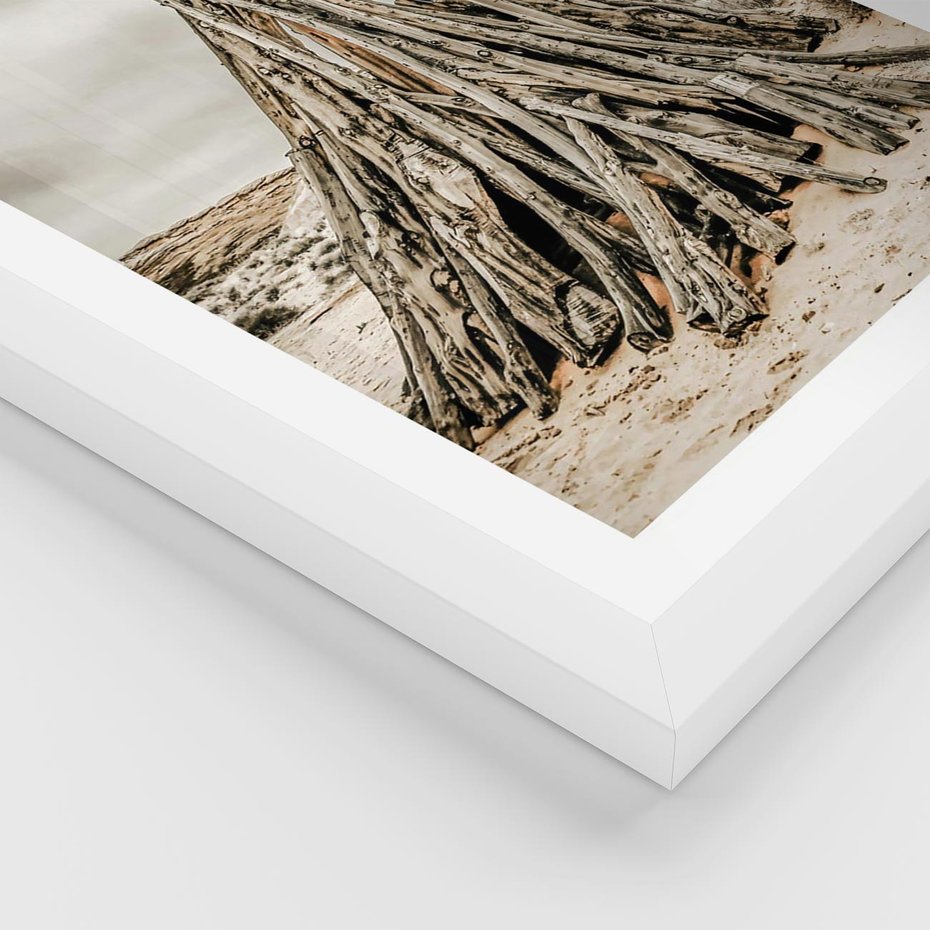 Plakat w ramie 30x40 - Ciepło Przeszłości - retro fotograia, odcienie sepii - rama biała