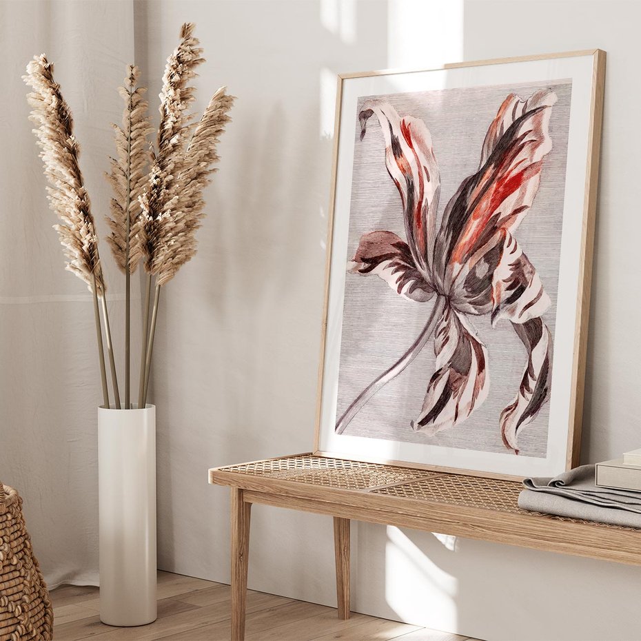 Plakat w ramie 30x40 - Graficzna Elegancja - nowoczesna sztuka, grafika - rama drewno