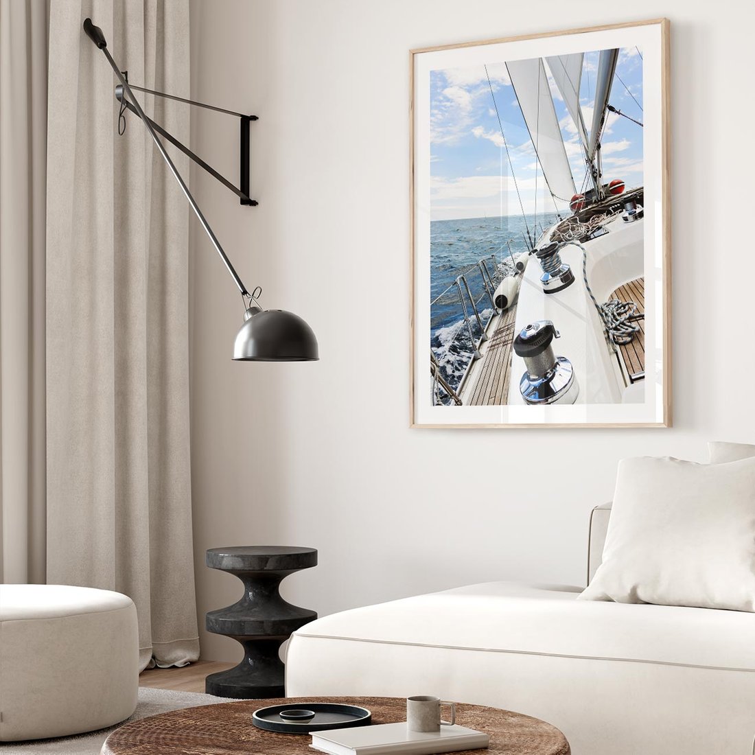 Plakat w ramie 40x50 - Moc żaglowca na pełnym morzu - żaglowiec, jacht - rama drewno