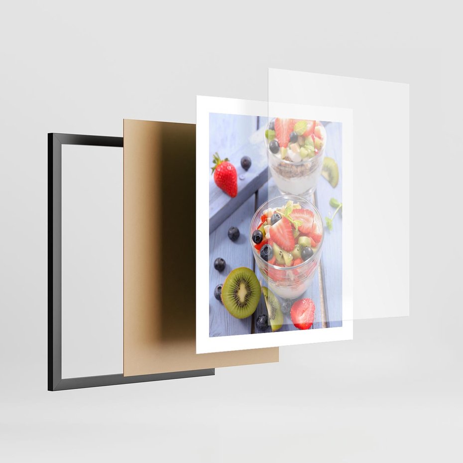 Plakat w ramie 40x50 - Świeżość i Zdrowie - sałatka, owoce - rama czarna