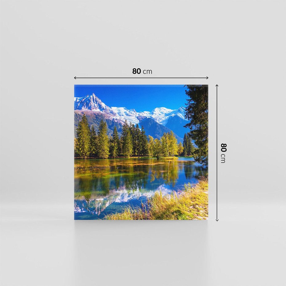Obraz na płótnie 80x80 - Górskie piękno - góry, jezioro