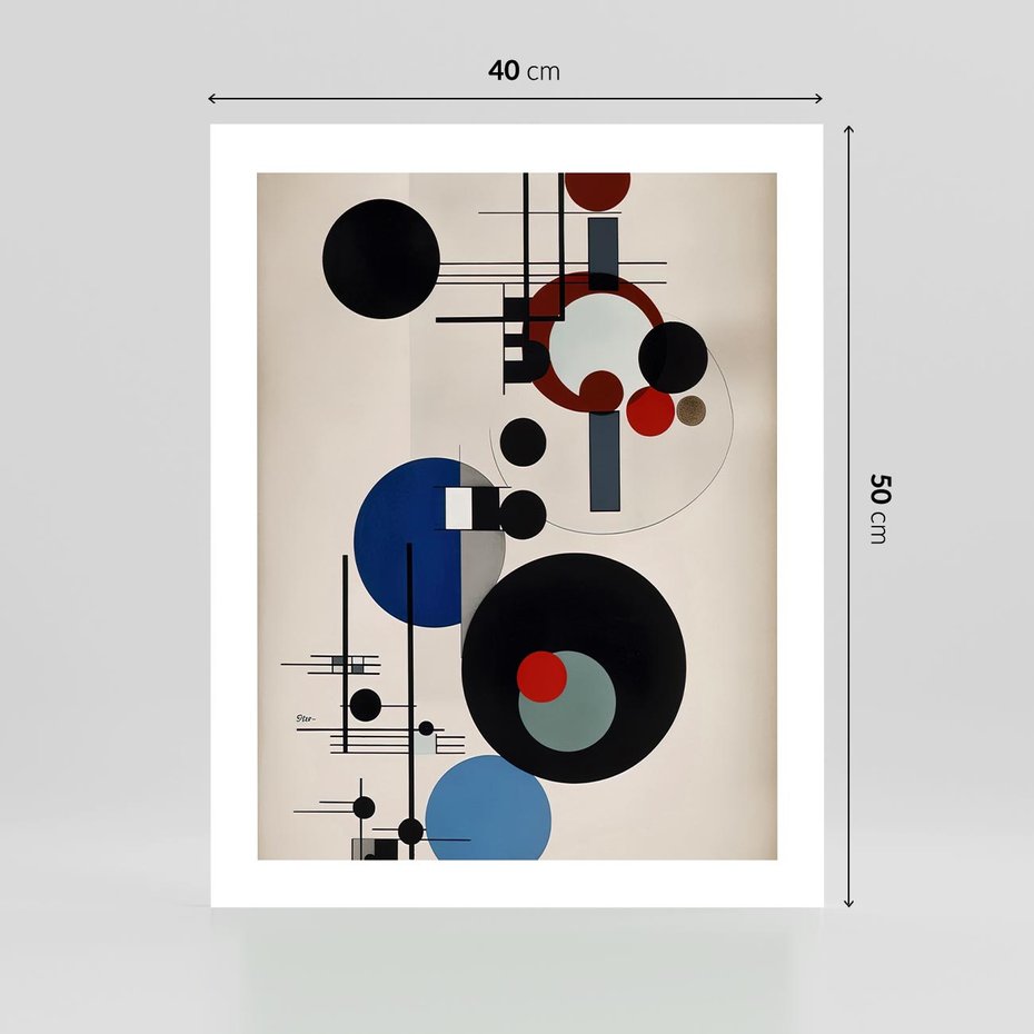 Plakat bez ramy 40x50 - Rozkwitające Wibracje Wyobraźni - abstrakcyjna geometryczna kompozycja, koła linie