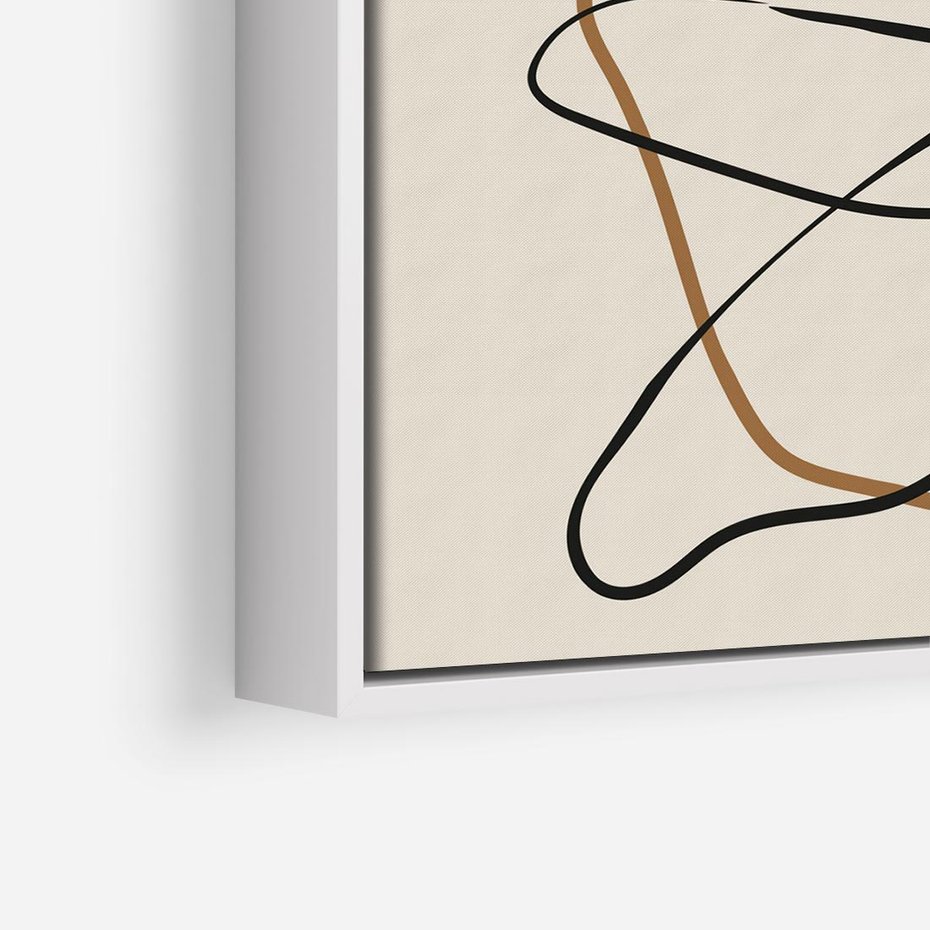 Obraz w ramie 50x50 - Bezczasowe Kontury - abstrakcyjne linie, zaplątane - rama biała