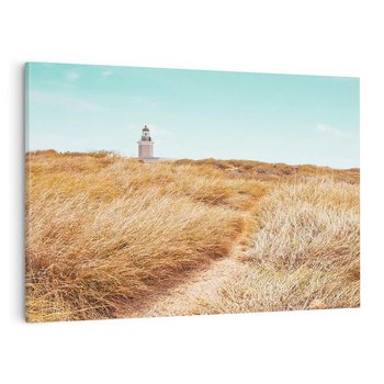 Obraz na płótnie 120x80 - Tajemnicza Ścieżka - latarnia morska w oddali, suche trawy