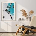 Plakat w ramie 40x50 - Palmy w Gorącym Niebie - palmy, ujęcie z dołu - rama drewno