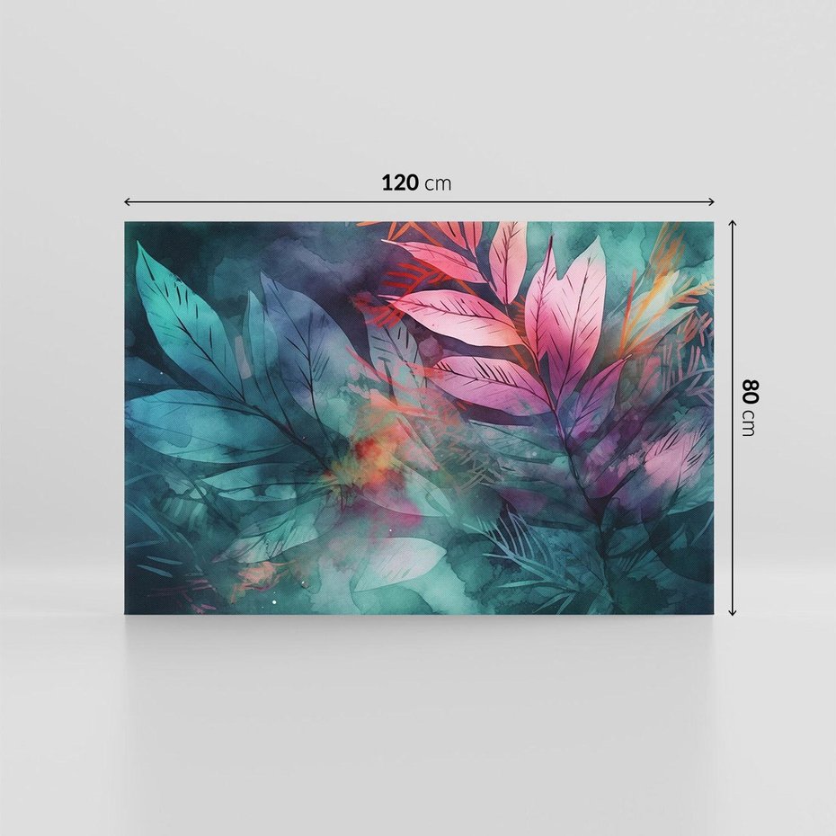 Obraz na płótnie 120x80 - Subtelne Zielone - pastelowe zielone liście, róż