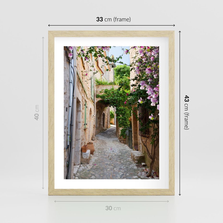 Plakat w ramie 30x40 - Ścieżka W Nieskończoność - uliczka, perspektywa - rama drewno