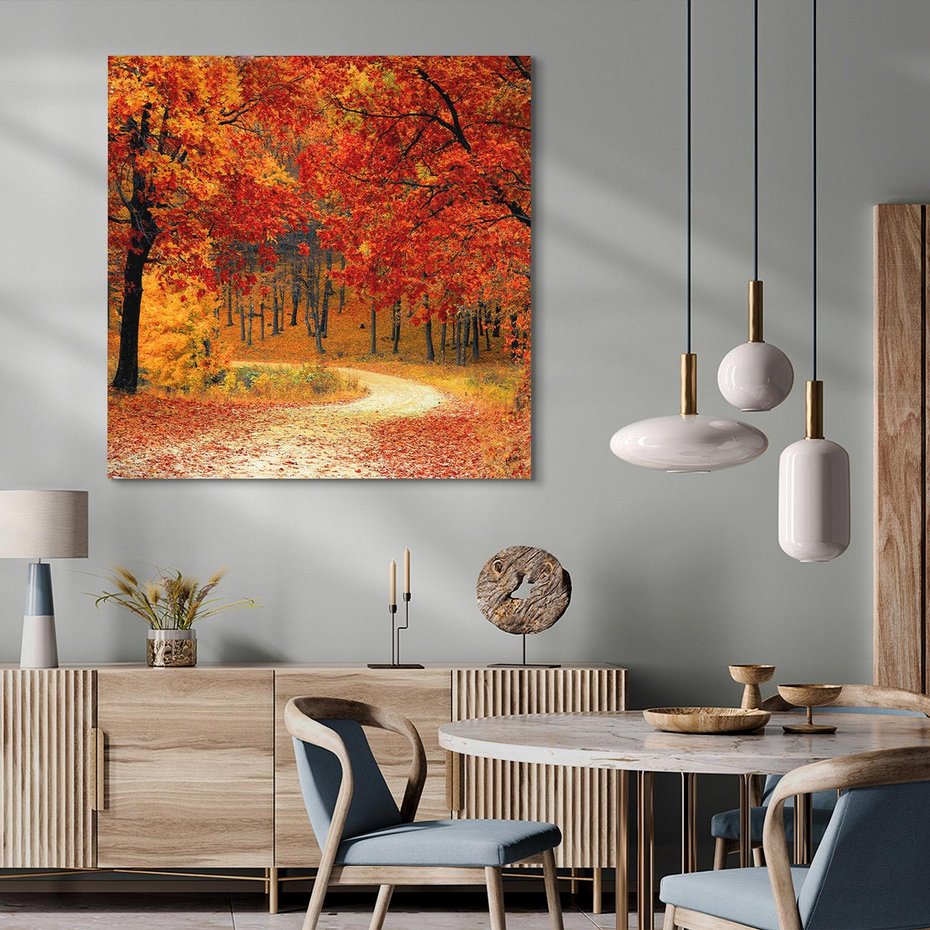 Obraz na płótnie 60x60 - Jesienna melodia lasu - jesień, las