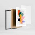 Plakat w ramie 30x40 - Harmonijne Przenikanie Form - nowoczesna sztuka, geometryczna kolorowa grafika - rama czarna