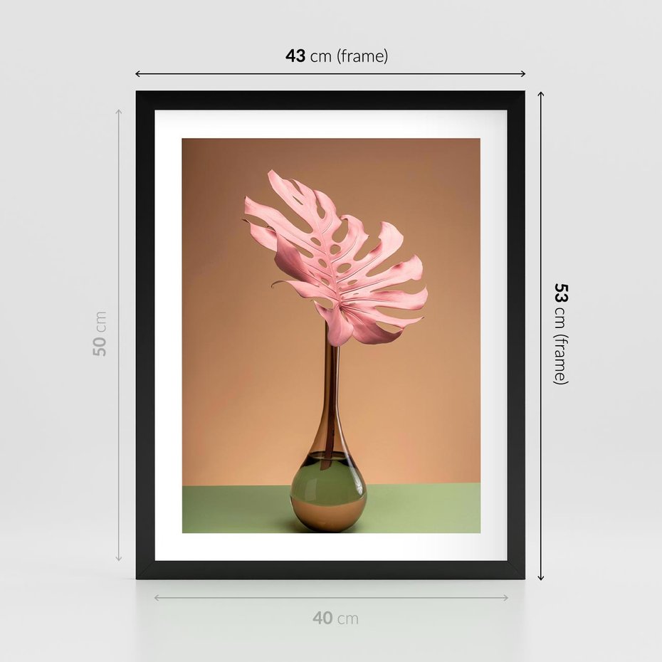 Plakat w ramie 40x50 - Wyjątkowy monstera - monstera, liść - rama czarna