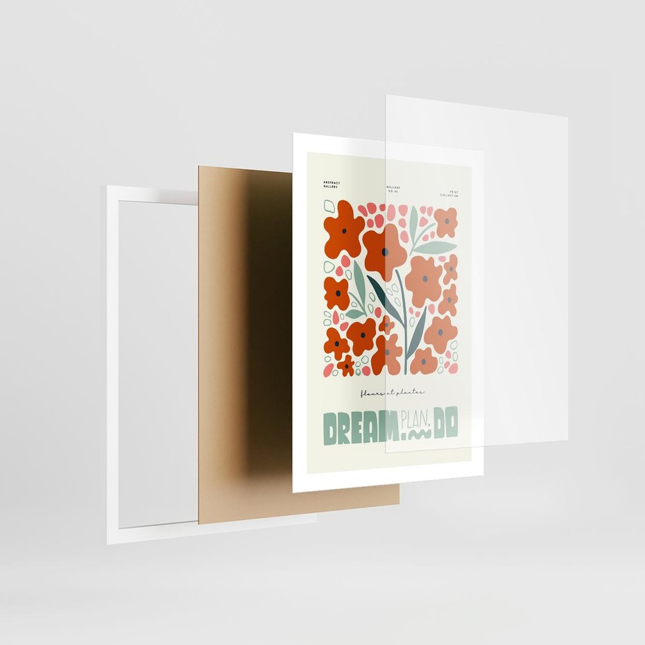 Plakat w ramie 50x70 - Abstrakcyjne Spektrum - kwiaty, abstrakcja - rama biała