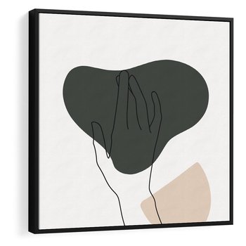 Obraz w ramie 50x50 - Bezczasowe Echo - szkic jedną linią, one line - rama czarna