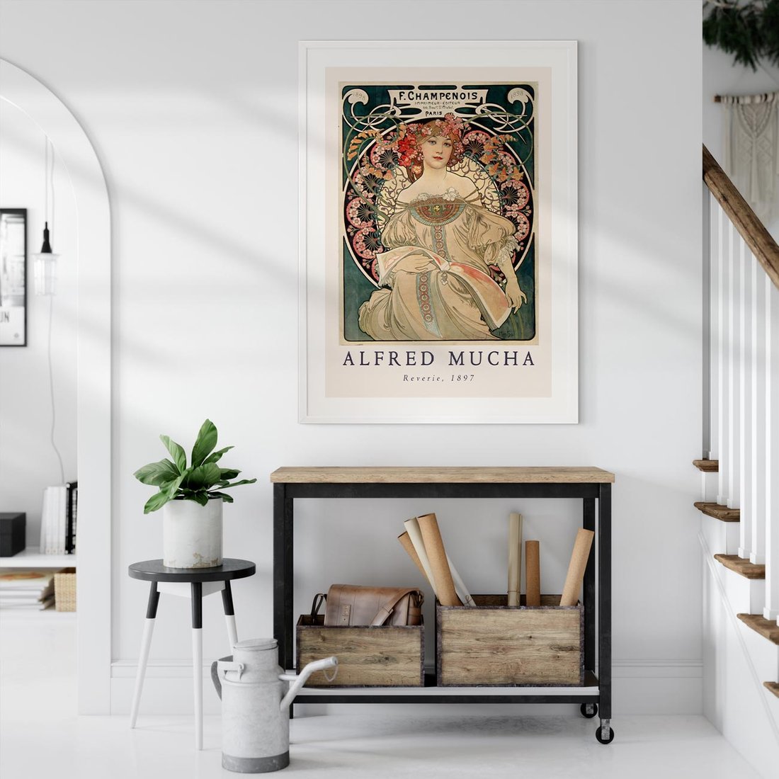 Plakat w ramie 40x50 - Piękno Art Nouveau - plakat, obraz - rama biała