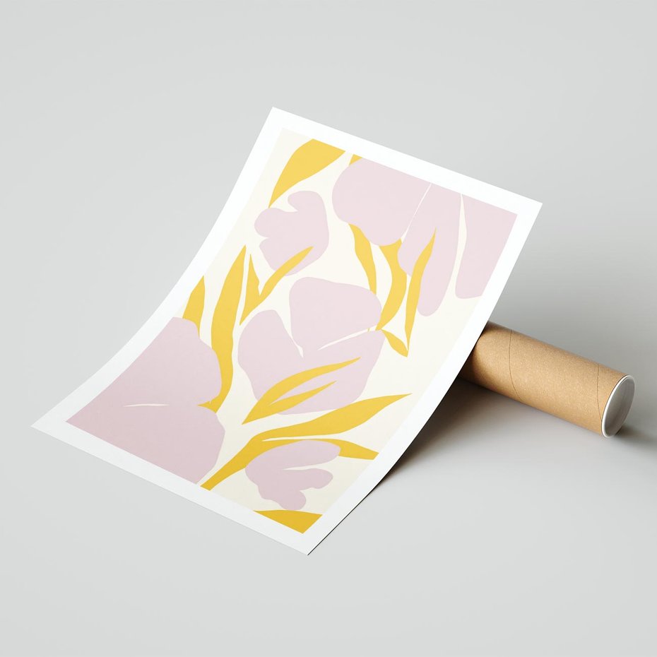 Plakat bez ramy 21x30 - Migocące Wibracje - abstrakcyjne kwiaty, pastelowe kolory