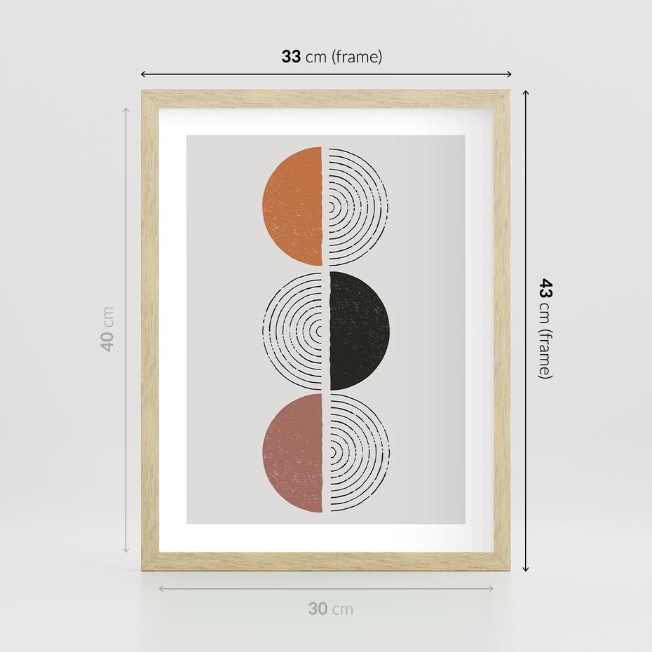 Plakat w ramie 30x40 - Eksperymenty z Geometrią - geometryczny plakat, sztuka nowoczesna - rama drewno
