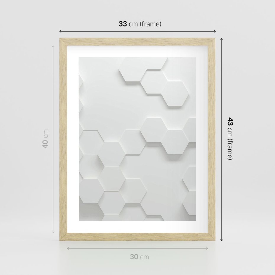 Plakat w ramie 30x40 - Przestrzenne Zabawy - geometryczne, 3D - rama drewno