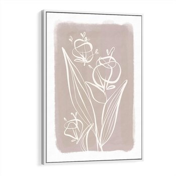 Obraz w ramie 80x120 - Pastelowe Nastroje - nowoczesny subtelny plakat, beżowy - rama biała