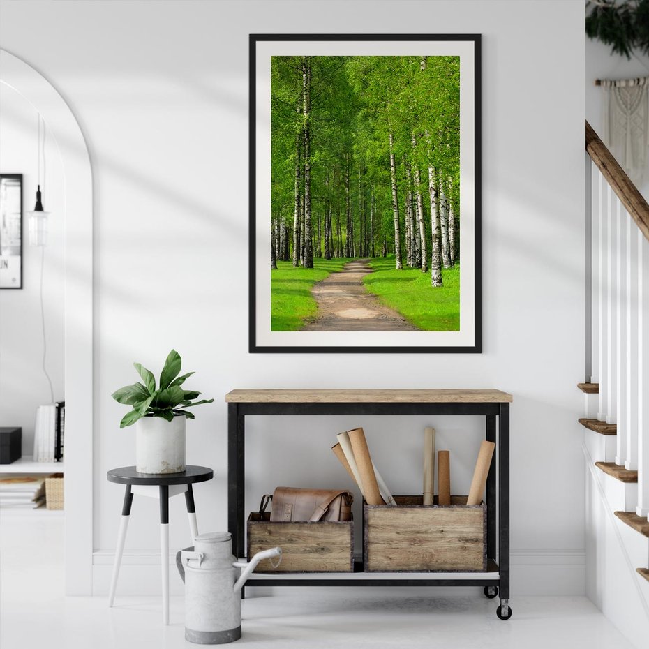 Plakat bez ramy 40x50 - Spacer Ścieżką w Urokliwym Lesie - las, ścieżka