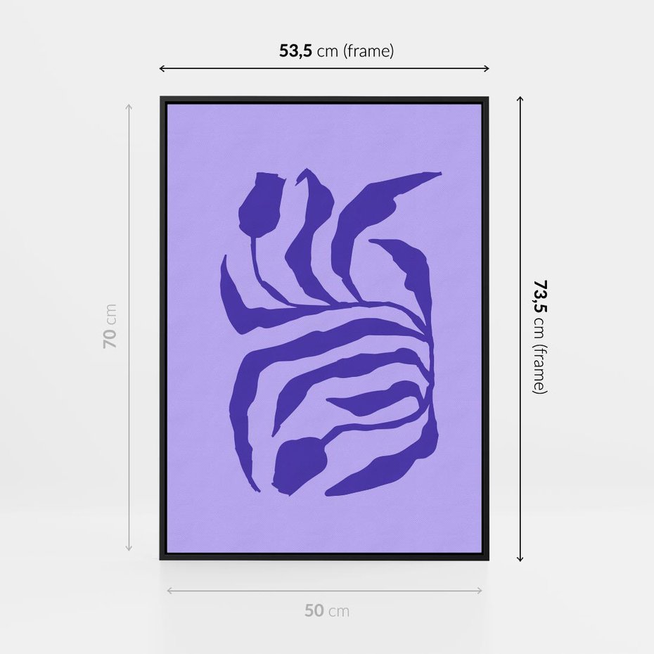 Obraz w ramie 50x70 - Boho Sztuka Wolności - kwiaty, energetyczne fioletowe tło - rama czarna