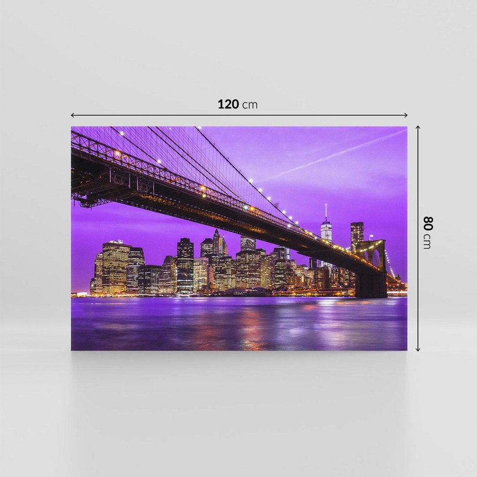 Obraz na płótnie 120x80 - Nocny Spacer po Moście Manhattan - most, Nowy Jork