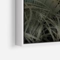 Obraz w ramie 70x100 - Światło w mroku duszy - liście traw, mroczny klimat - rama biała