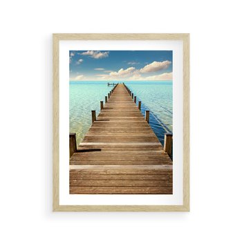 Plakat w ramie 40x50 - Pomost nad morską przestrzenią - pomost, morze - rama drewno