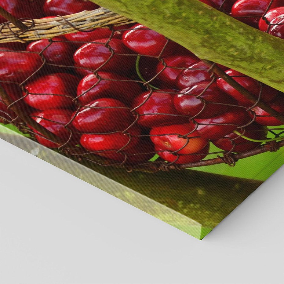 Obraz na płótnie 150x50 - Czereśnie w Koszyku Owocowy Skarb - czereśnie, koszyk