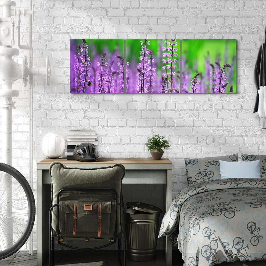 Obraz na płótnie 150x50 - Lawendowy urok - lawenda, kwiaty