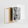 Plakat w ramie 50x70 - Magia Białego Tygrysa - biały, tygrys - rama drewno