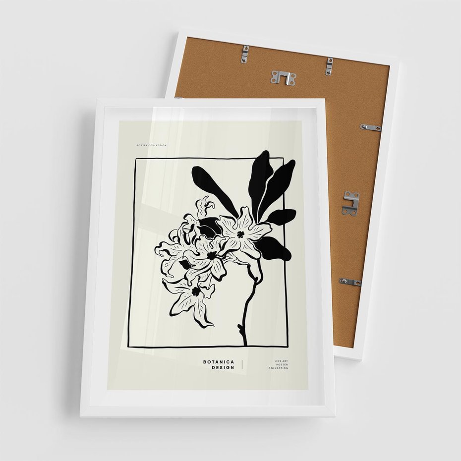 Plakat w ramie 50x70 - Kwiatowe przestrzenie - kwiat, grafika - rama biała