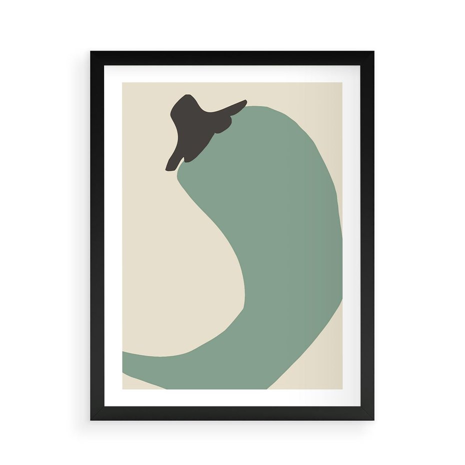 Plakat w ramie 50x70 - Granice Akwareli - abstrakcyjny minimalistyczny obraz, zielona papryczka - rama czarna